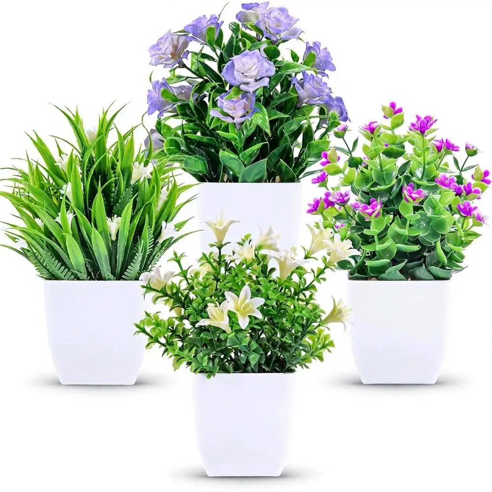 Set of 4 Mini Artificial Plants with Flowers for Spring Home and Office Decor
Set of 4 Mini Artificial Plants with Flowers for Spring Home and Office Decor