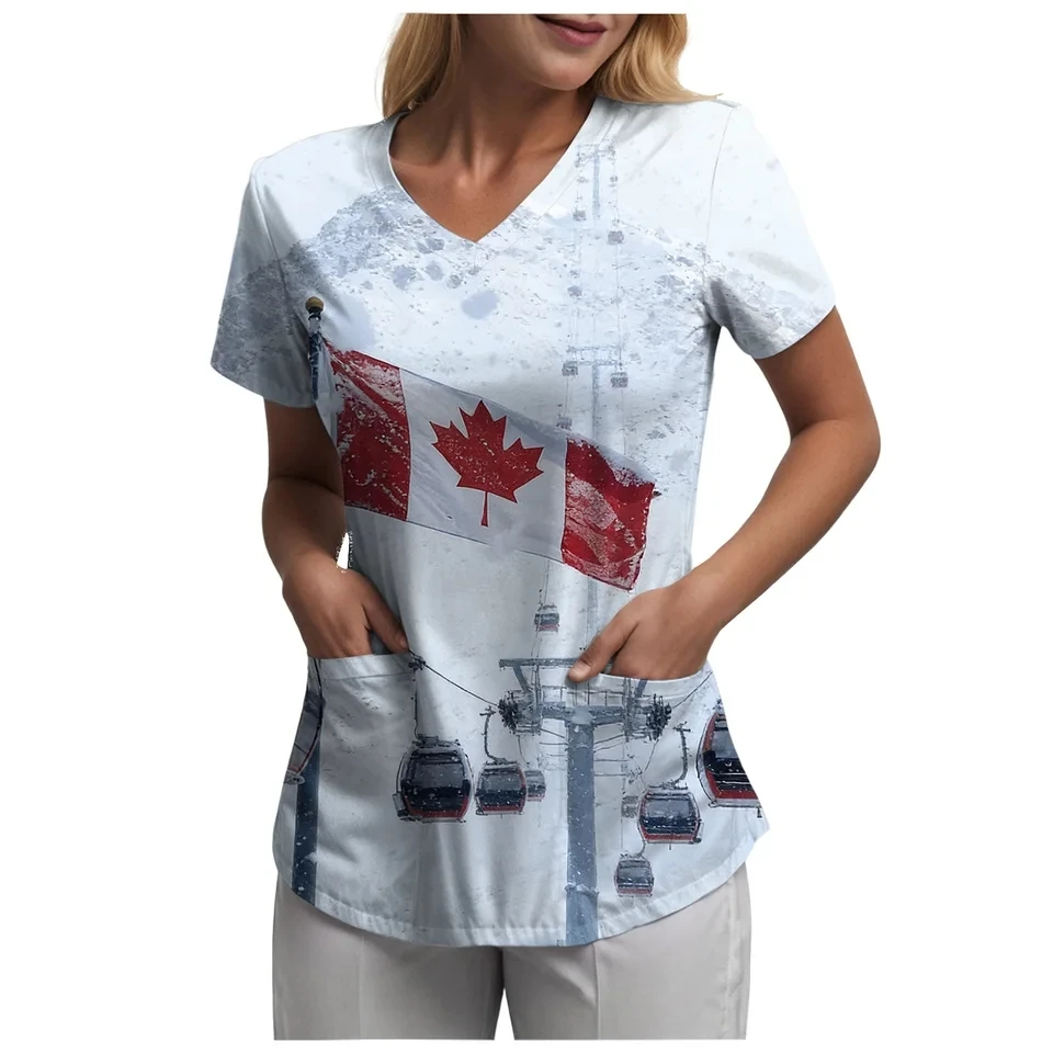 Fashion Maple Leaves Canada Flag Women's T Shirt Summer Casual Short Sleeve 3D Printed Tops V Neck Casual T-Shirts With Pockets
Fashion Maple Leaves Canada Flag Women's T Shirt Summer Casual Short Sleeve 3D Printed Tops V Neck Casual T-Shirts With Pockets
