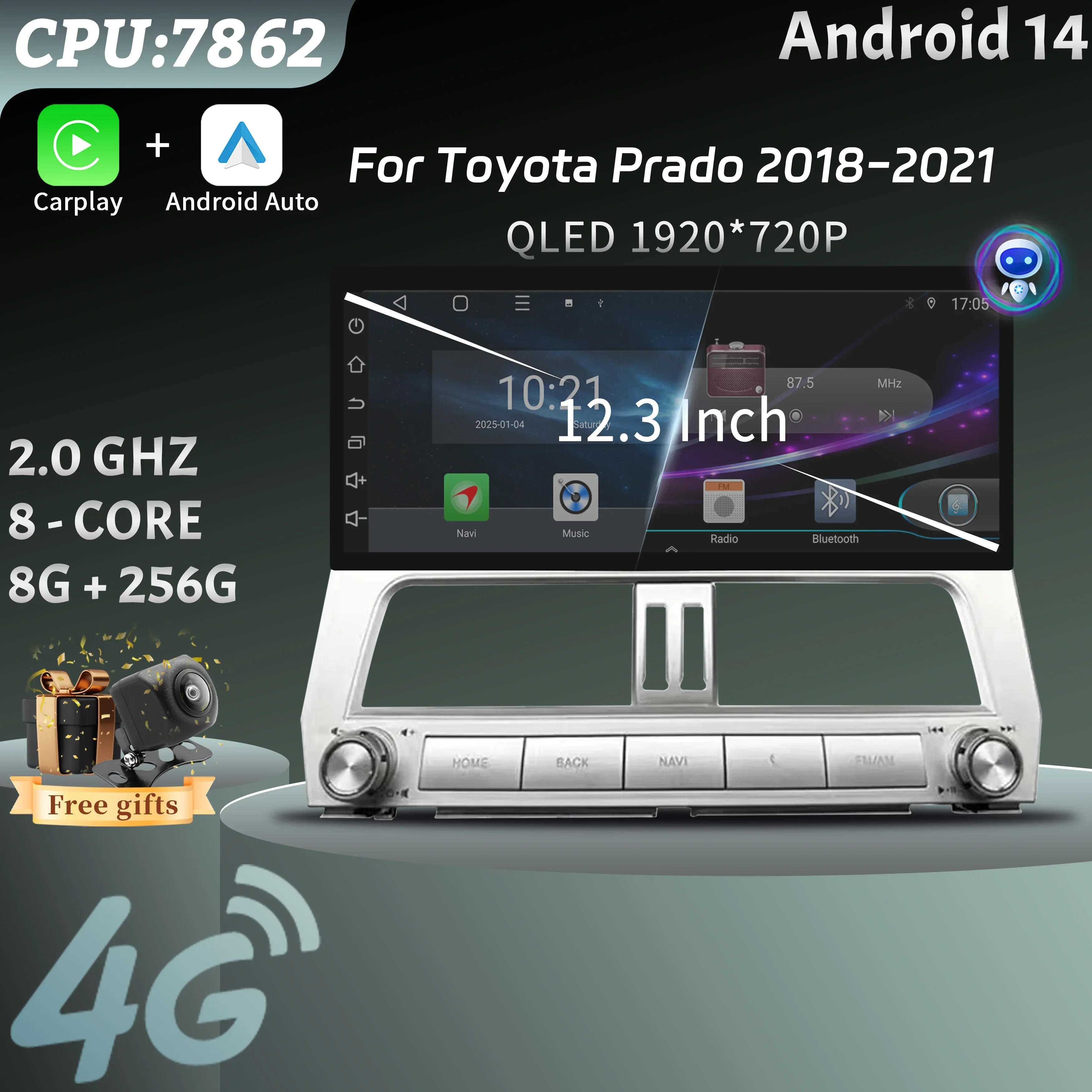 12,3-дюймовый автомобильный радиоприемник, мультимедийный 4G GPS для Toyota Prado 2018-2021, мультимедийный беспроводной Bluetooth Carplay, сенсорный экран головного устройства
12,3-дюймовый автомобильный радиоприемник, мультимедийный 4G GPS для Toyota Prado 2018-2021, мультимедийный беспроводной Bluetooth Carplay, сенсорный экран головного устройства