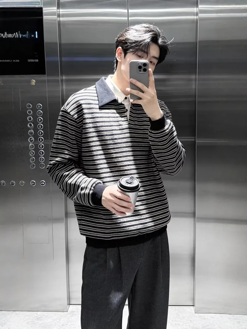 American Sle Striped Collared Sweatirt Men's Spring oulder Inner Long Sve T-irt Haome High-End irt
American Sle Striped Collared Sweatirt Men's Spring oulder Inner Long Sve T-irt Haome High-End irt