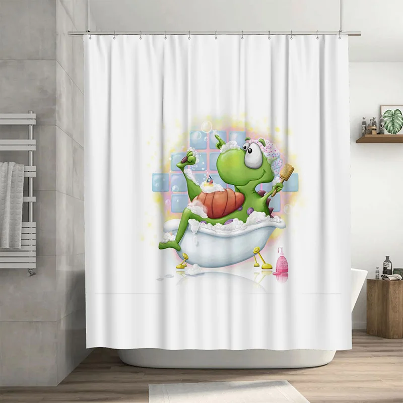 Декор для ванны: очаровательная занавеска для душа в виде лягушки для детской ванной комнаты, белая водонепроницаемая ткань с забавным дизайном персонажей, простая установка 
Декор для ванны: очаровательная занавеска для душа в виде лягушки для детской ванной комнаты, белая водонепроницаемая ткань с забавным дизайном персонажей, простая установка