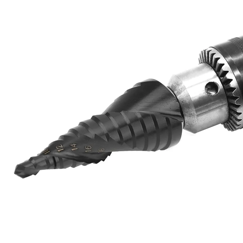 High Speed Steel Step Drill Bit Nitrogen Coated 0.23"-1.18" Size Cone Step Drill Bit 6-30mm Size Cone Shape
High Speed Steel Step Drill Bit Nitrogen Coated 0.23"-1.18" Size Cone Step Drill Bit 6-30mm Size Cone Shape