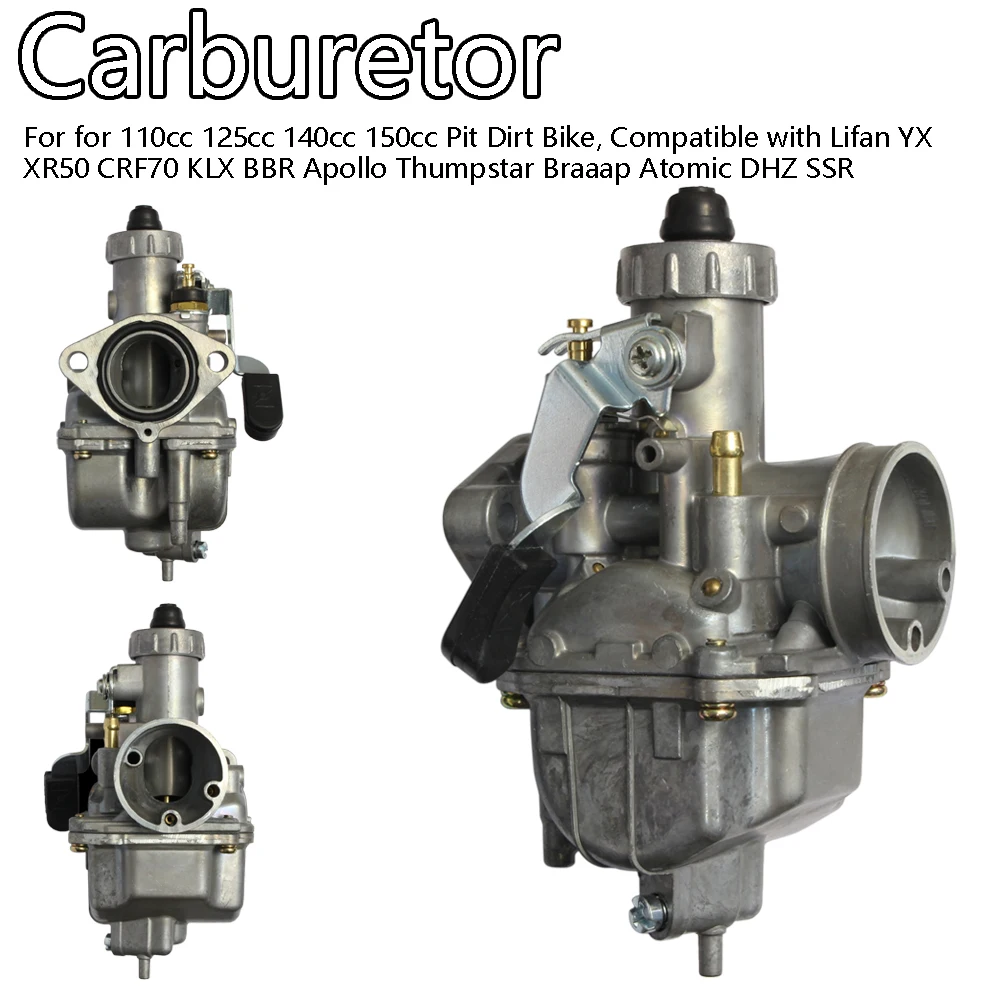 Carburetor VM22 26mm For 110-150cc 2T/4T XR50/CRF70/XR200 KLX110/125 YBR/STX/CB 125 Euro I Dirt Pit Bike ATV Quad Moped Scooter
Carburetor VM22 26mm For 110-150cc 2T/4T XR50/CRF70/XR200 KLX110/125 YBR/STX/CB 125 Euro I Dirt Pit Bike ATV Quad Moped Scooter