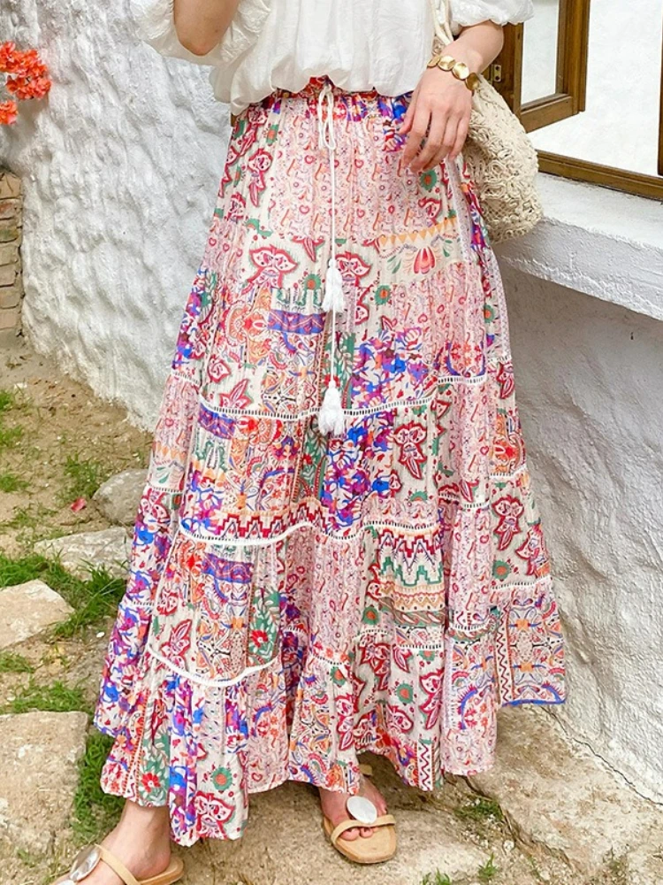 GypsyLady Boho Style Floral Maxi Skirt Tiered Summer Vocation Casual Women Long Tassels Hollow Out Ruffles Ladies Skirts Falda
GypsyLady Boho Style Floral Maxi Skirt Tiered Summer Vocation Casual Women Long Tassels Hollow Out Ruffles Ladies Skirts Falda