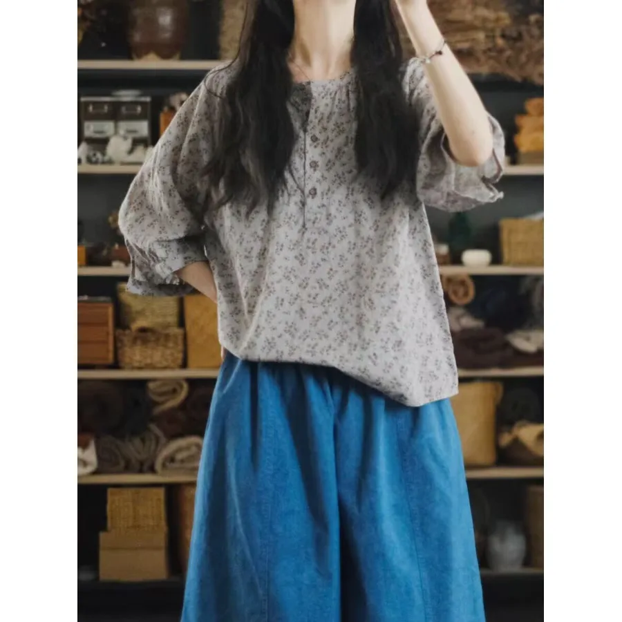 Women's plus Size Loose Printed round Neck Shirt Comfortable Thin Summer New Style Casual Comfortable Overhead Blouse
Women's plus Size Loose Printed round Neck Shirt Comfortable Thin Summer New Style Casual Comfortable Overhead Blouse