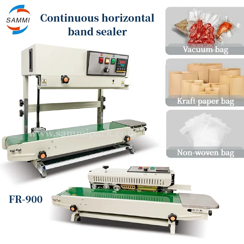 FR-900 Vertical Plastic Bag Band Sealing Machine Sealer Auto Horizontal Bag Sealer Continuous Sealer
FR-900 Vertical Plastic Bag Band Sealing Machine Sealer Auto Horizontal Bag Sealer Continuous Sealer