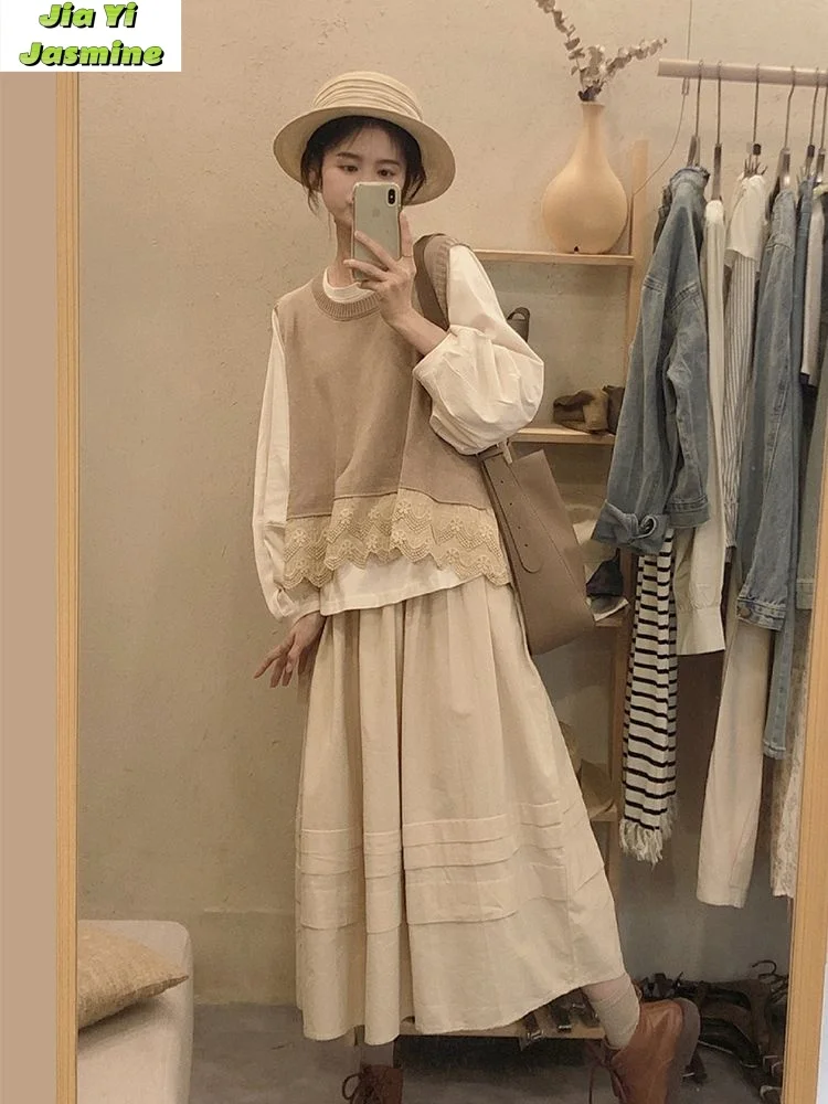 Autumn Art Retro Outfit Knit Vest Long Sleeved Skirt Vest Vest Japanese 3-piece Set
Autumn Art Retro Outfit Knit Vest Long Sleeved Skirt Vest Vest Japanese 3-piece Set