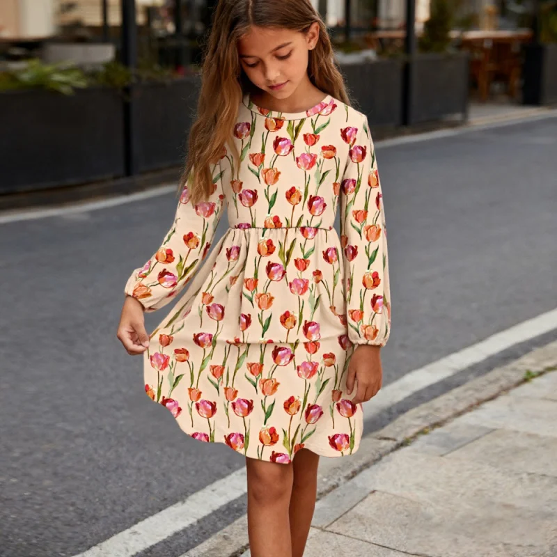 2025 Girls' Warm-colored Tulip Cute Temperament Casual Dress
2025 Girls' Warm-colored Tulip Cute Temperament Casual Dress
