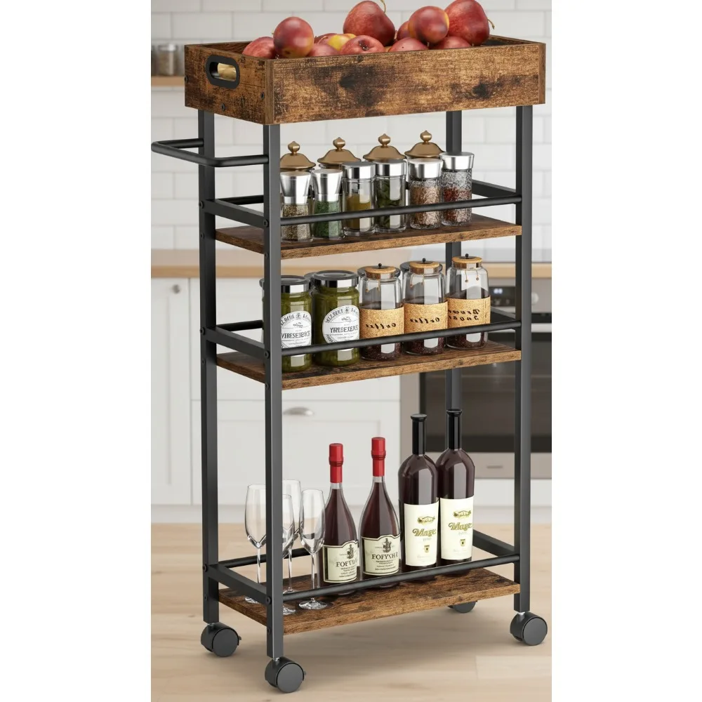 Slim 4-Tier Rolling Cart with Handle, Narrow Metal Storage Cart for Kitchen Bathroom Office Small Spaces
Slim 4-Tier Rolling Cart with Handle, Narrow Metal Storage Cart for Kitchen Bathroom Office Small Spaces