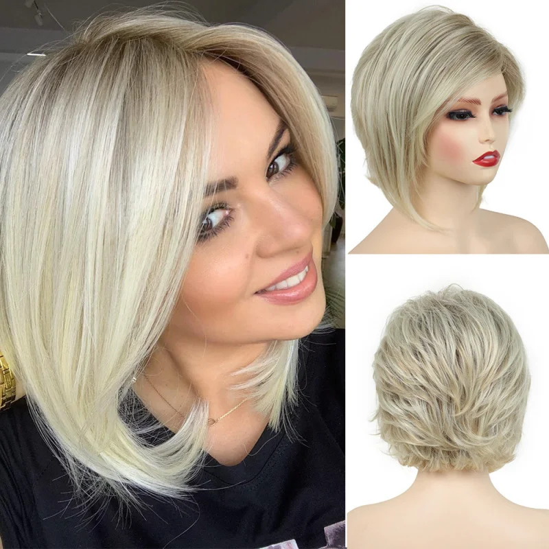 European and American fashion women's short straight hair , gradient golden color synthetic fiber wig
European and American fashion women's short straight hair , gradient golden color synthetic fiber wig