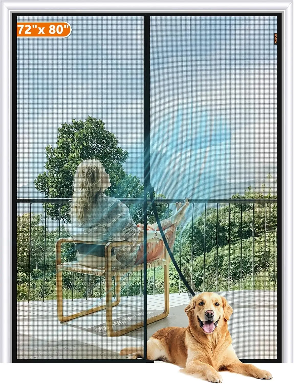 Magnetic Screen Door Fit Door Size 72 x 80 Inch, Screen Size 74" x 81" Strong Magnet French Style Mesh, Fiberglass Heavy Duty
Magnetic Screen Door Fit Door Size 72 x 80 Inch, Screen Size 74" x 81" Strong Magnet French Style Mesh, Fiberglass Heavy Duty