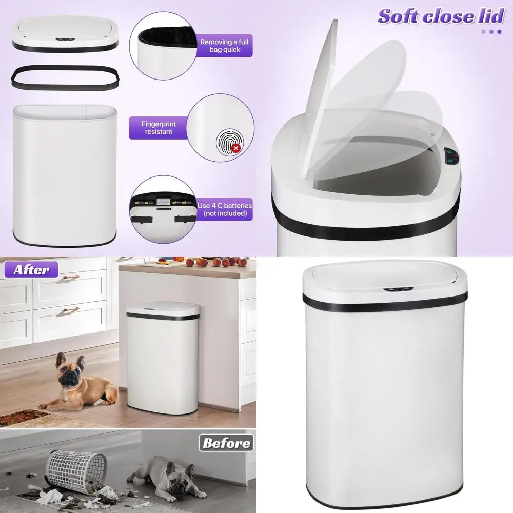 13 Gallon 50L Touchless Motion-Activated Stainless Steel Kitchen Trash Bin with Anti-Fingerprint White Design
13 Gallon 50L Touchless Motion-Activated Stainless Steel Kitchen Trash Bin with Anti-Fingerprint White Design