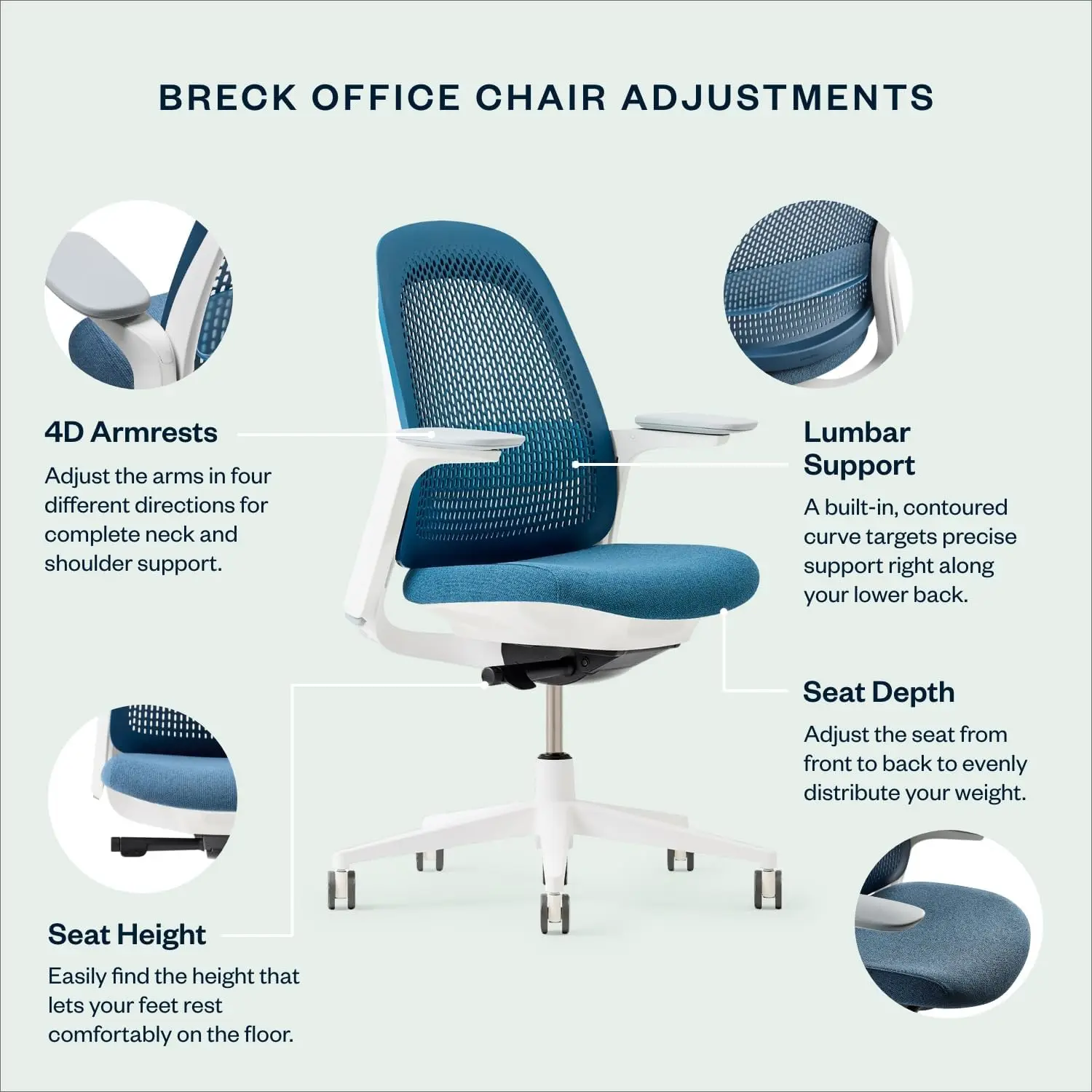 Breck Office Chair - Ergonomic Desk Seat with Height-Adjustable Lumbar Support, Black Trim, and 4D-Arms (Coal)
Breck Office Chair - Ergonomic Desk Seat with Height-Adjustable Lumbar Support, Black Trim, and 4D-Arms (Coal)