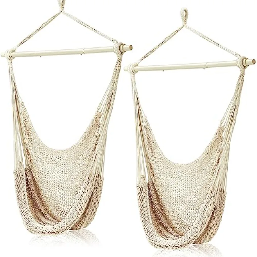 Outdoor indoor boho hammock chair: cotton rope weaving, beige, ultra-comfy with detachable 40-inch metal bars, 270lb capacity
Outdoor indoor boho hammock chair: cotton rope weaving, beige, ultra-comfy with detachable 40-inch metal bars, 270lb capacity