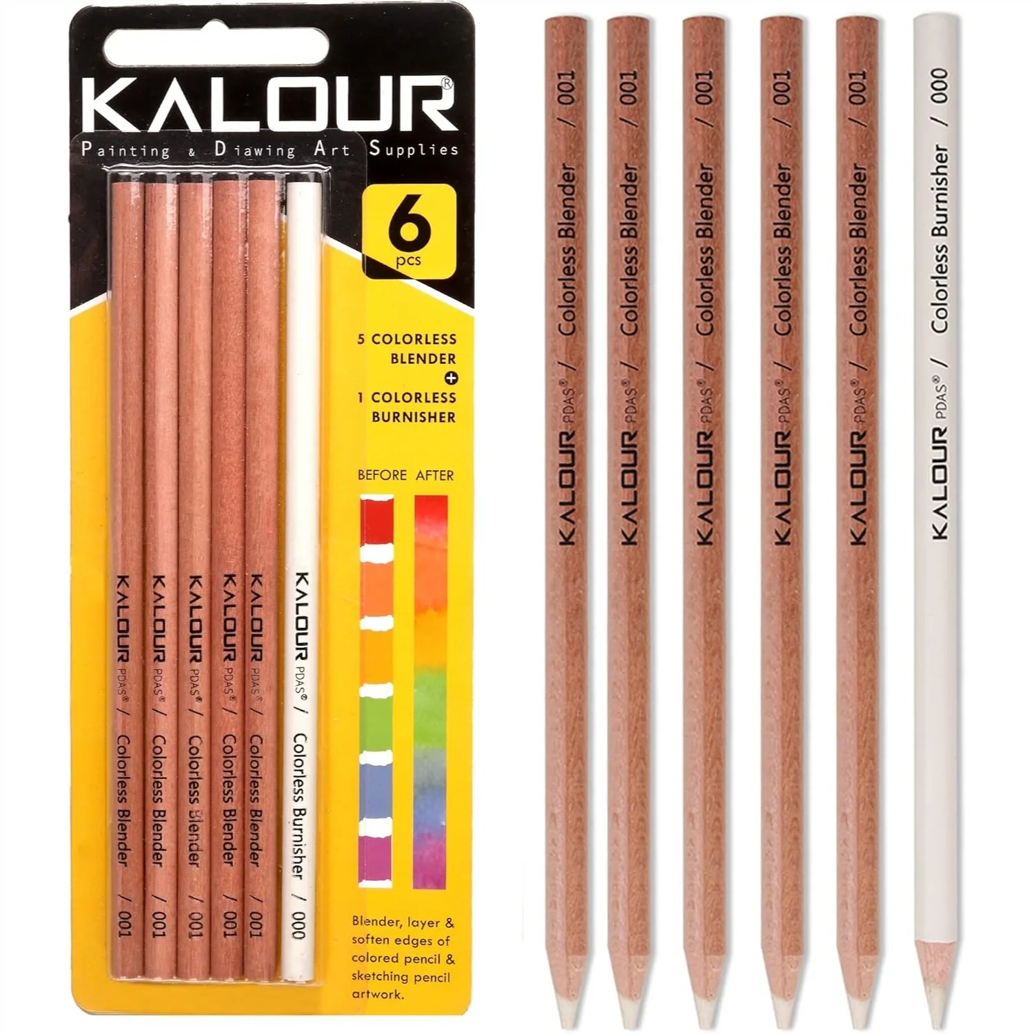 6 Pcs Colorless Blender And Burnisher Pencils Set For Colored Pencil Art Blending Softening Edges
6 Pcs Colorless Blender And Burnisher Pencils Set For Colored Pencil Art Blending Softening Edges