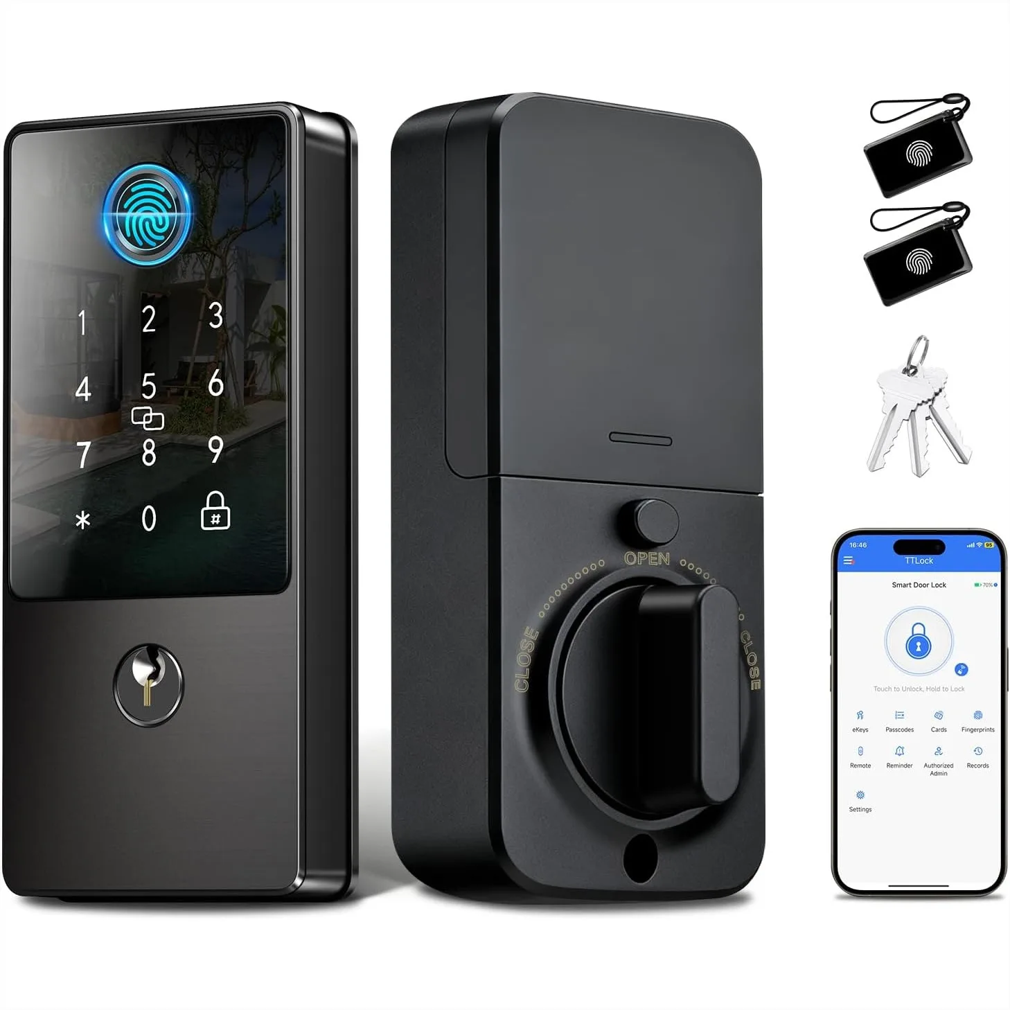 Biometric Smart Lock Deadbolt, Keyless Entry Door Lock with App Control & Remote Code Generation, Electronic Fingerprint Keypad
Biometric Smart Lock Deadbolt, Keyless Entry Door Lock with App Control & Remote Code Generation, Electronic Fingerprint Keypad