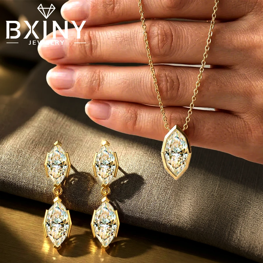 BXINY Marquise Cut Full Moissanite Jewelry Sets Pendant Necklace Drop Earrings 100% S925 Silver for Women Fine Jewelry Gifts GRA
BXINY Marquise Cut Full Moissanite Jewelry Sets Pendant Necklace Drop Earrings 100% S925 Silver for Women Fine Jewelry Gifts GRA