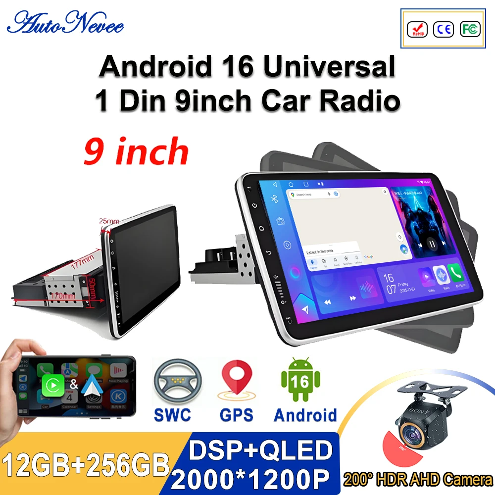 Android 16 1 DIN Screen Universal 9/10 inch Car Stereo CarPlay Car Radio Android Auto GPS Multimedia Player WiFi Player QLED BT
Android 16 1 DIN Screen Universal 9/10 inch Car Stereo CarPlay Car Radio Android Auto GPS Multimedia Player WiFi Player QLED BT