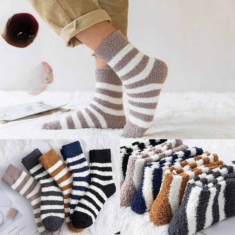 1/5 пар мужских и женских зимних носков средней длины из кораллового флиса, модные полосатые толстые плюшевые теплые удобные домашние носки-тапочки для мужчин
1/5 пар мужских и женских зимних носков средней длины из кораллового флиса, модные полосатые толстые плюшевые теплые удобные домашние носки-тапочки для мужчин
