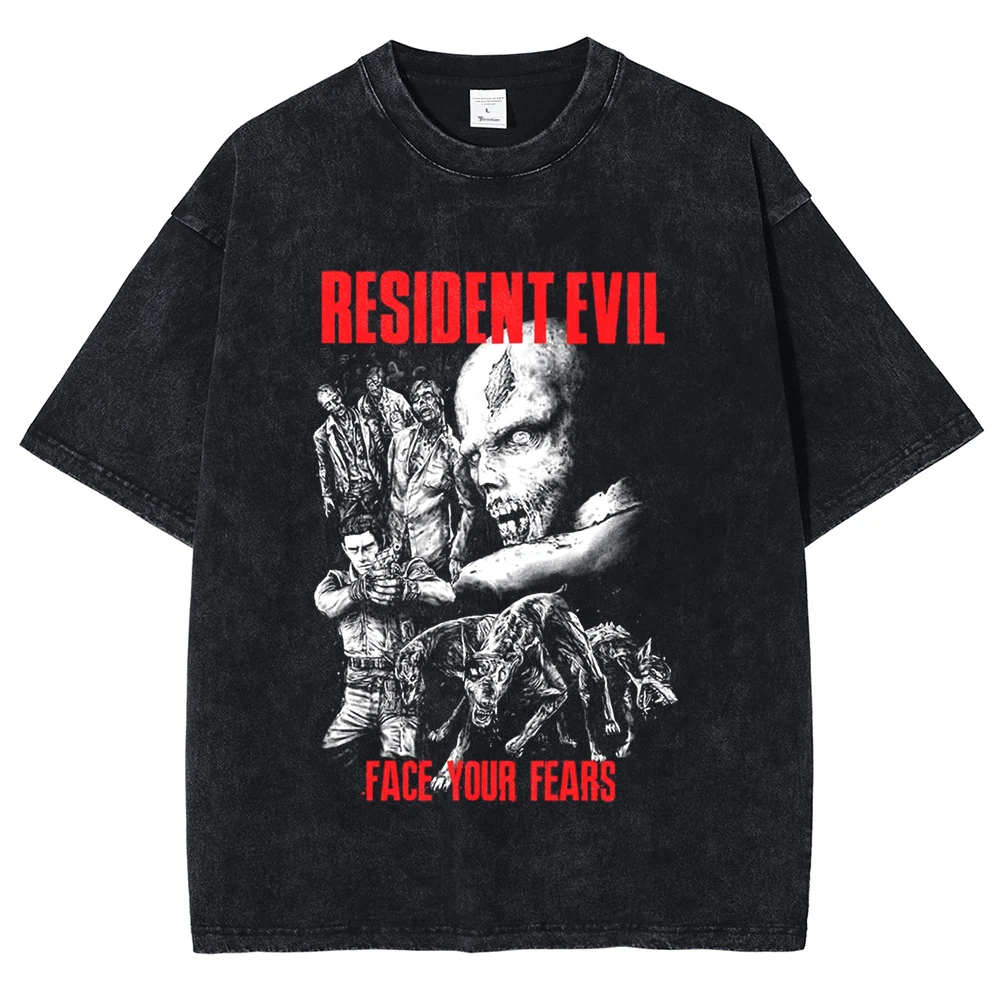 2025 Men's Summer T-shirt Vintage Washed Black T-shirt Resident Evil Pattern DTG Printed Game Cotton Short Sleeved Top Unisex
2025 Men's Summer T-shirt Vintage Washed Black T-shirt Resident Evil Pattern DTG Printed Game Cotton Short Sleeved Top Unisex