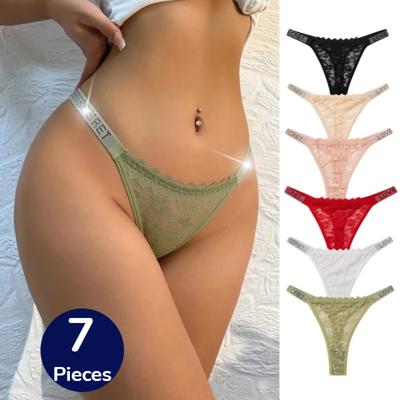 WarmSteps 7PCS Lace Women's Panties Fashion Letter Belt Shining Female Thongs Sexy Lingerie Hollow Out G-Strings Cozy T-Back Hot
WarmSteps 7PCS Lace Women's Panties Fashion Letter Belt Shining Female Thongs Sexy Lingerie Hollow Out G-Strings Cozy T-Back Hot