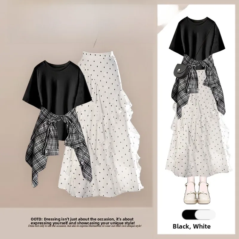 Summer Vintage Women's Slim Fit irt And Skirt Set Regular oulder T-irt Plaid f-length Bodycon Tee-piece Ensemble
Summer Vintage Women's Slim Fit irt And Skirt Set Regular oulder T-irt Plaid f-length Bodycon Tee-piece Ensemble
