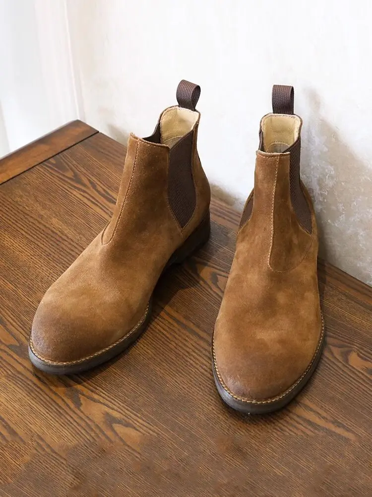 Handmade Men's Black Chelsea Boots Retro British Style Short Boots High Top Casual Shoes Leather Ultrafiber round Toe
Handmade Men's Black Chelsea Boots Retro British Style Short Boots High Top Casual Shoes Leather Ultrafiber round Toe