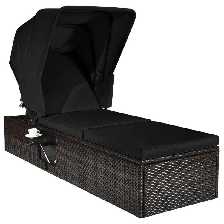 Rattan Reclining Chaise Lounge Chair Outdoor Patio Black Cushions Folding Canopy
Rattan Reclining Chaise Lounge Chair Outdoor Patio Black Cushions Folding Canopy