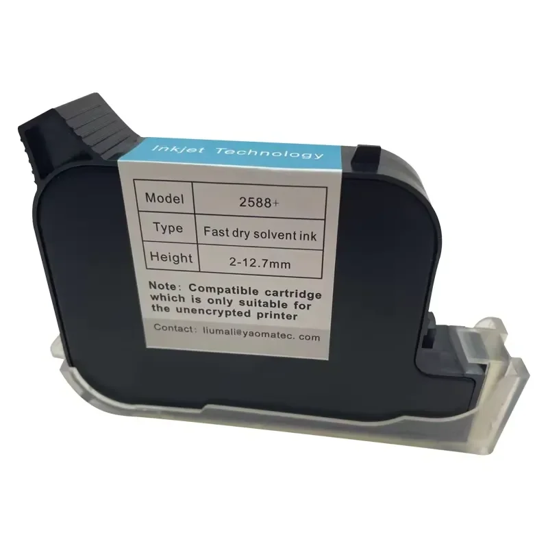 High Adhesion Quick-Drying Ink Cartridges for Yaomatec 2588+ 12.7mm for Plastic Wood Metal and Carton Box
High Adhesion Quick-Drying Ink Cartridges for Yaomatec 2588+ 12.7mm for Plastic Wood Metal and Carton Box