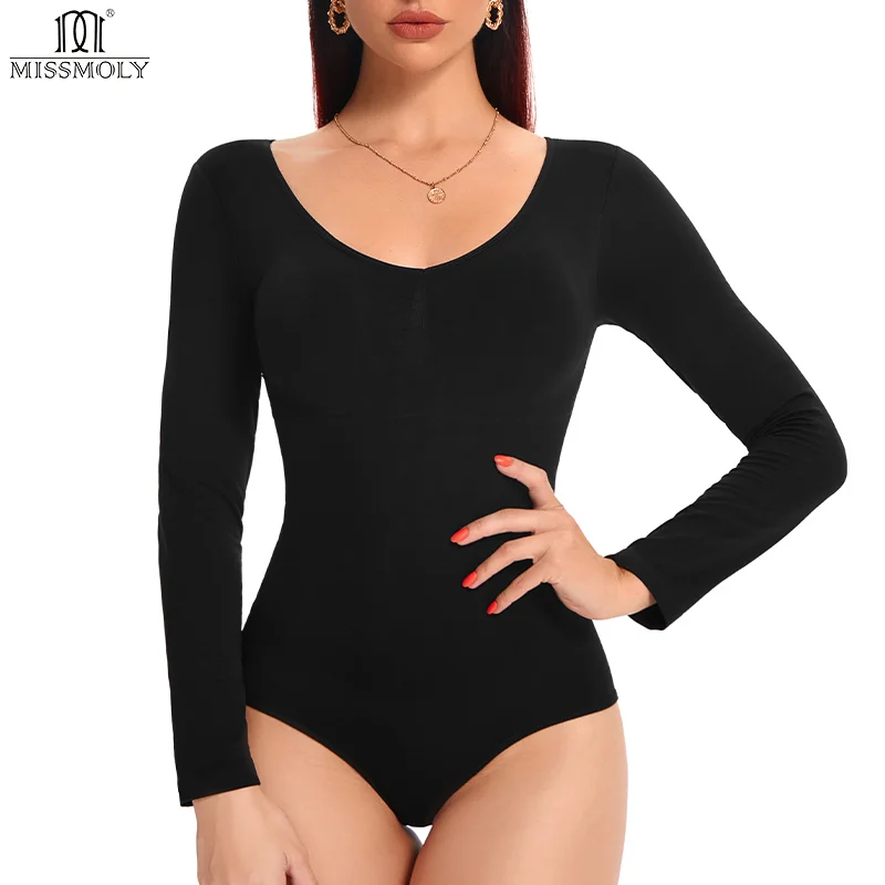 Women Thermal Bodysuit Underwear MISS MOLY V NECK Seamless Shaper Long Sleeve Autumn Winter Corset Fajas Waist Trainer Slim Tops
Women Thermal Bodysuit Underwear MISS MOLY V NECK Seamless Shaper Long Sleeve Autumn Winter Corset Fajas Waist Trainer Slim Tops