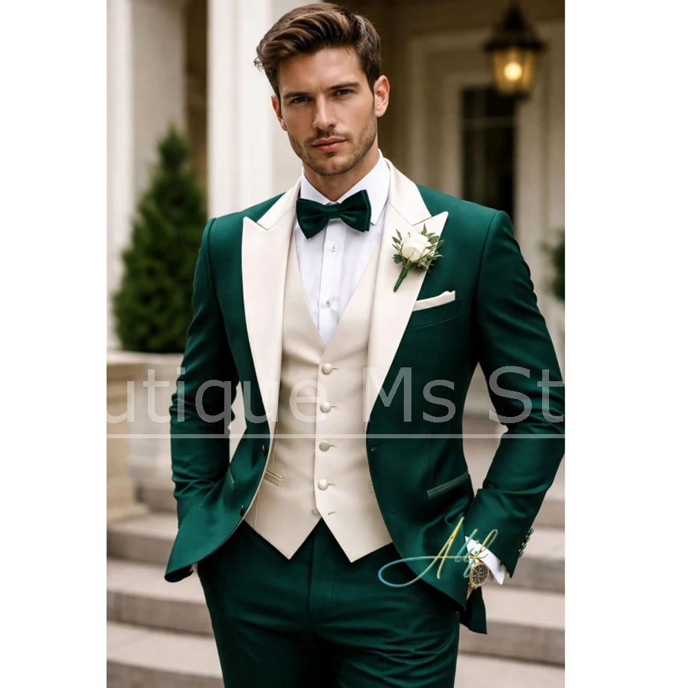 Fashion Men's Peak Lapel Suit 3 Piece Slim Single Breasted Wear Jacket Vest Pants Formal Wedding Party Prom Groom Tuxedo
Fashion Men's Peak Lapel Suit 3 Piece Slim Single Breasted Wear Jacket Vest Pants Formal Wedding Party Prom Groom Tuxedo