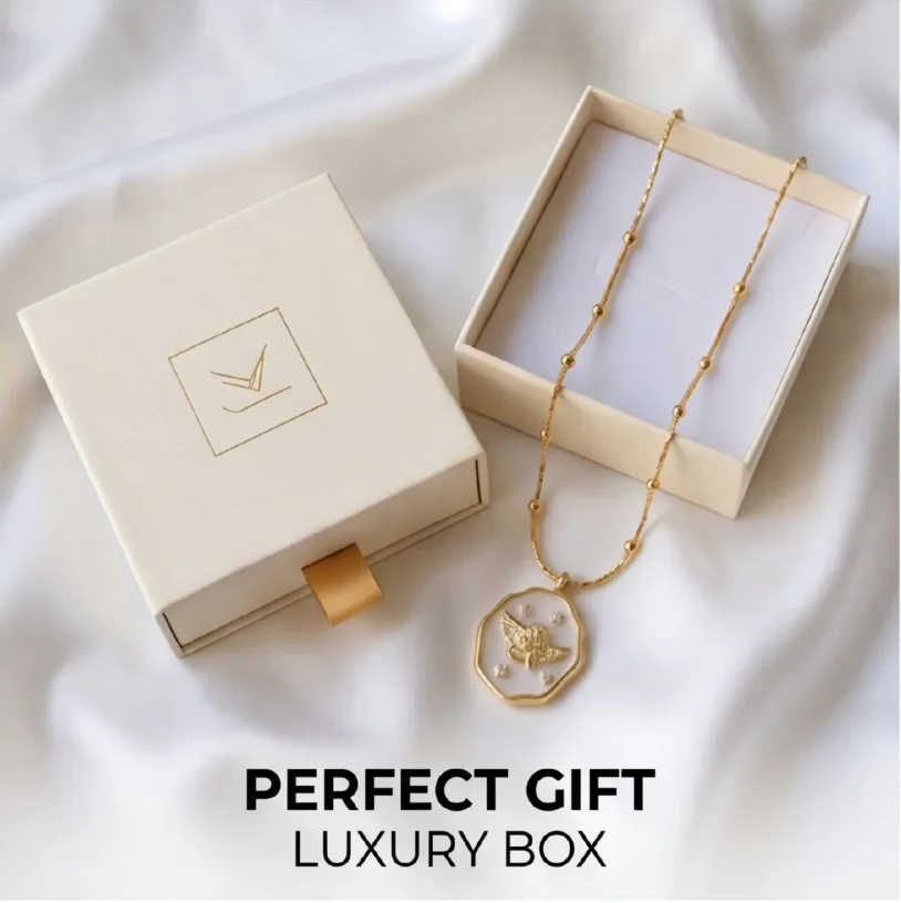 Gold Plated Angel Enamel Photo Locket Necklace, Keepsake Memory Pendant with CZ Stars for Women
Gold Plated Angel Enamel Photo Locket Necklace, Keepsake Memory Pendant with CZ Stars for Women