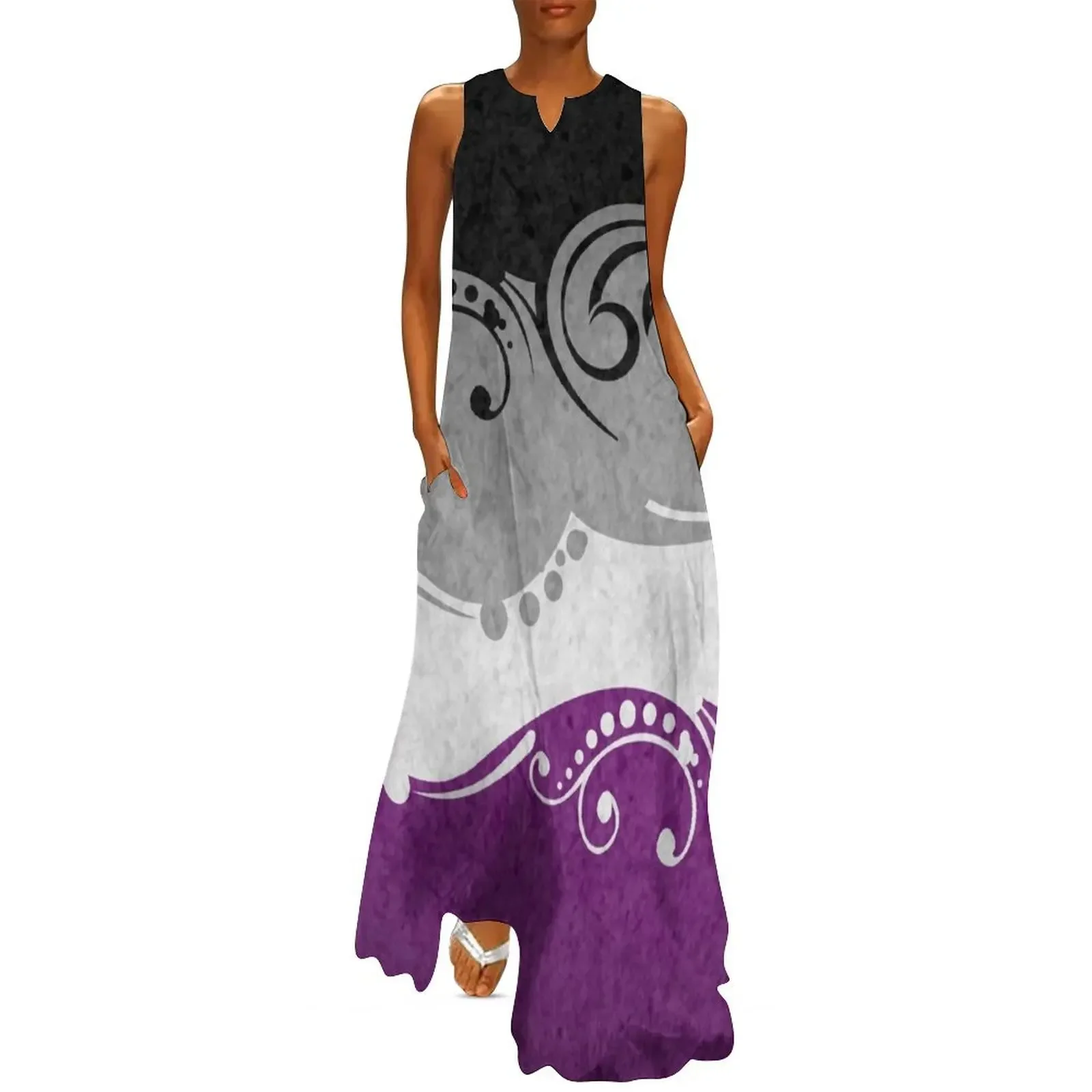 Fancy Swooped and Swirled Asexual Pride Flag Background Long Dress dress long dress women summer
Fancy Swooped and Swirled Asexual Pride Flag Background Long Dress dress long dress women summer