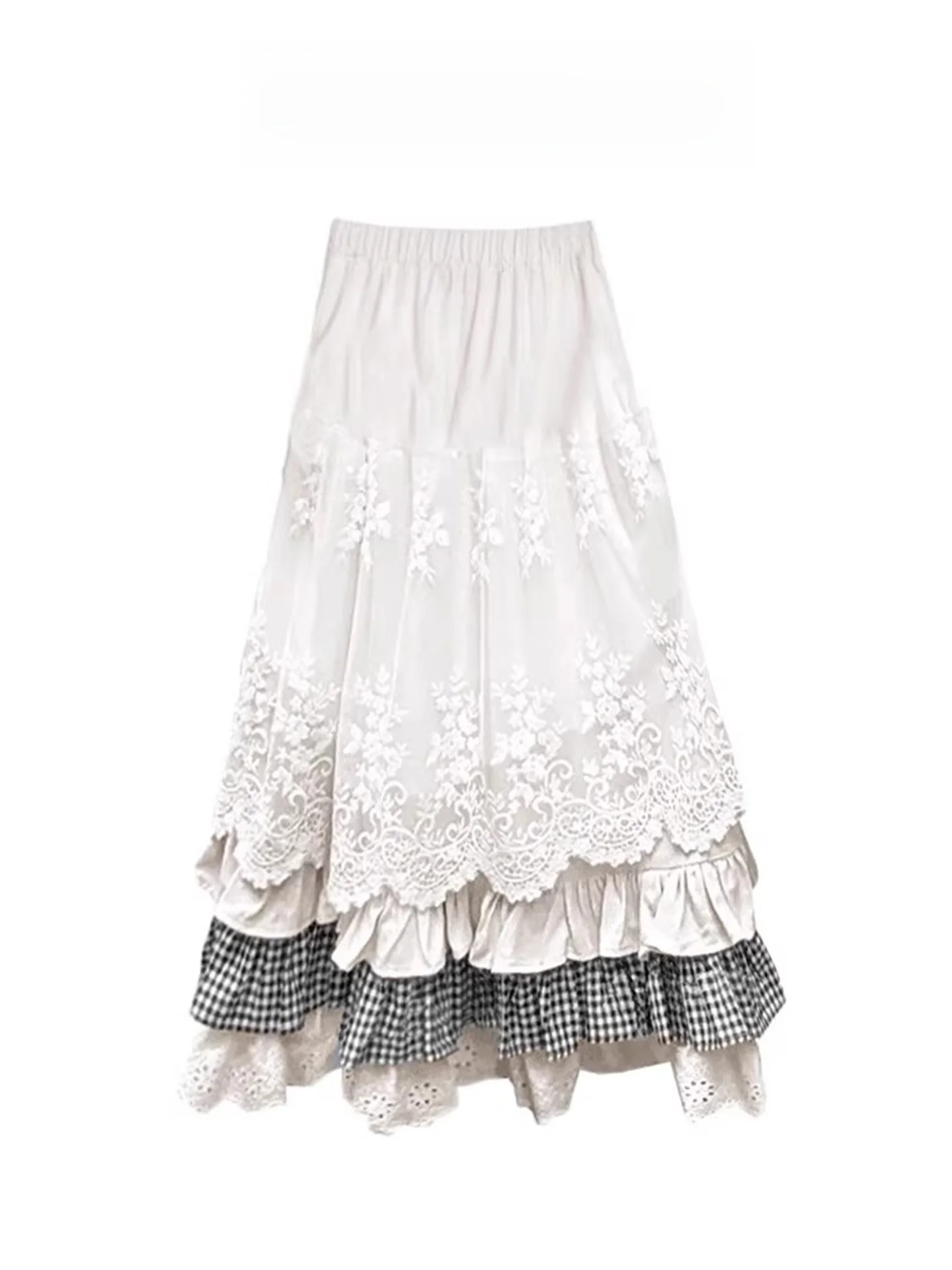 Юбка трапециевидной формы в стиле ретро, лоскутная тяжелая вышивка, женская юбка трапециевидной формы с высокой талией, клетчатая длина, летняя милая белая длинная юбка с тортом
Юбка трапециевидной формы в стиле ретро, лоскутная тяжелая вышивка, женская юбка трапециевидной формы с высокой талией, клетчатая длина, летняя милая белая длинная юбка с тортом