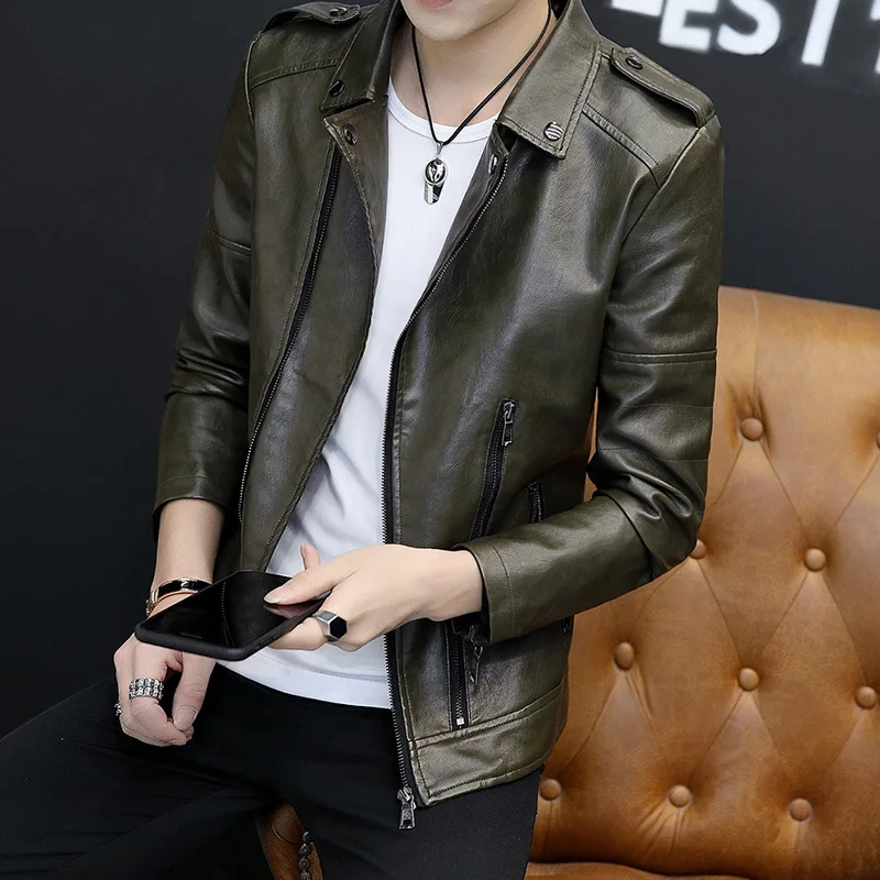 Мужская кожаная куртка-косуха Sli Slim Fit с отложным воротником, повседневная, с длинными рукавами, на молнии, из полиэфирного волокна, осенняя новинка
Мужская кожаная куртка-косуха Sli Slim Fit с отложным воротником, повседневная, с длинными рукавами, на молнии, из полиэфирного волокна, осенняя новинка