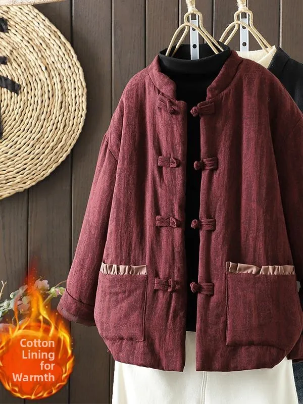 Women's Short Thickened Cotton Jacket Stand Collar Button up Warm Coat Retro National Style Large Size Inner Wear Winter Clothes
Women's Short Thickened Cotton Jacket Stand Collar Button up Warm Coat Retro National Style Large Size Inner Wear Winter Clothes