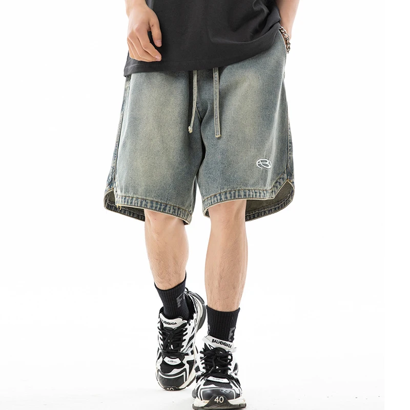 Embroidery Graphics Denim Shorts For Men Triangle Slit At The Hem Design Loose Short Jeans Summer Fashion Shorts Streetwear
Embroidery Graphics Denim Shorts For Men Triangle Slit At The Hem Design Loose Short Jeans Summer Fashion Shorts Streetwear