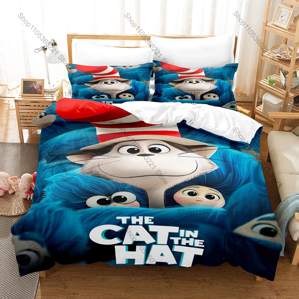 Cat In The Hat Themed Duvet Cover + 2 Pillowcases Funny Hat Cat Graphic Bedding Set Cute Home Dorm Decoration for Collectors
Cat In The Hat Themed Duvet Cover + 2 Pillowcases Funny Hat Cat Graphic Bedding Set Cute Home Dorm Decoration for Collectors