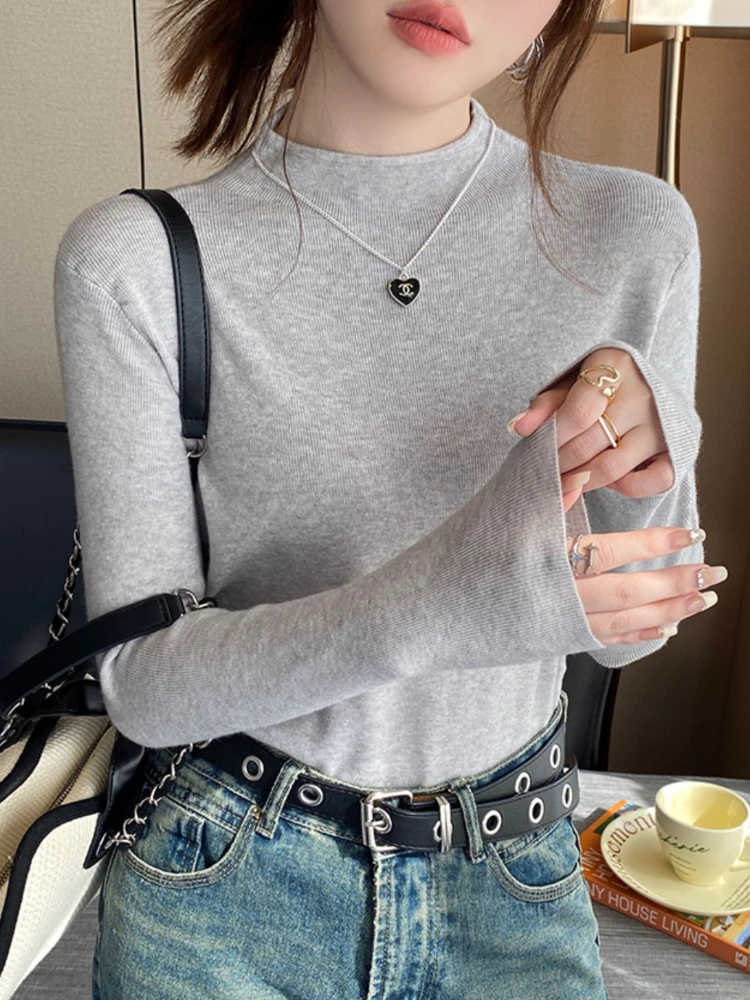 Женские модные тонкие эластичные топы, весенне-осенний свитер с воротником, женский вязаный пуловер, корейский простой базовый слой с длинными рукавами, топ
Женские модные тонкие эластичные топы, весенне-осенний свитер с воротником, женский вязаный пуловер, корейский простой базовый слой с длинными рукавами, топ