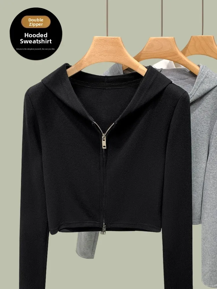 Black Hoodie Women's Spring Summer Short Sleeve Zipper Casual Jacket Slim Fit Vintage New Arrival Polyester Spandex Blend
Black Hoodie Women's Spring Summer Short Sleeve Zipper Casual Jacket Slim Fit Vintage New Arrival Polyester Spandex Blend