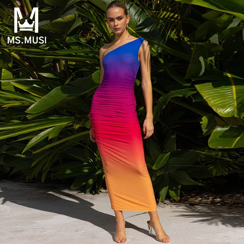 MSMUSI 2024 New Fashion Women Sexy One Shoulder Gradient Sleeveless Backless Bodycon Party Club Event Slim Midi Dress Vestidos
MSMUSI 2024 New Fashion Women Sexy One Shoulder Gradient Sleeveless Backless Bodycon Party Club Event Slim Midi Dress Vestidos