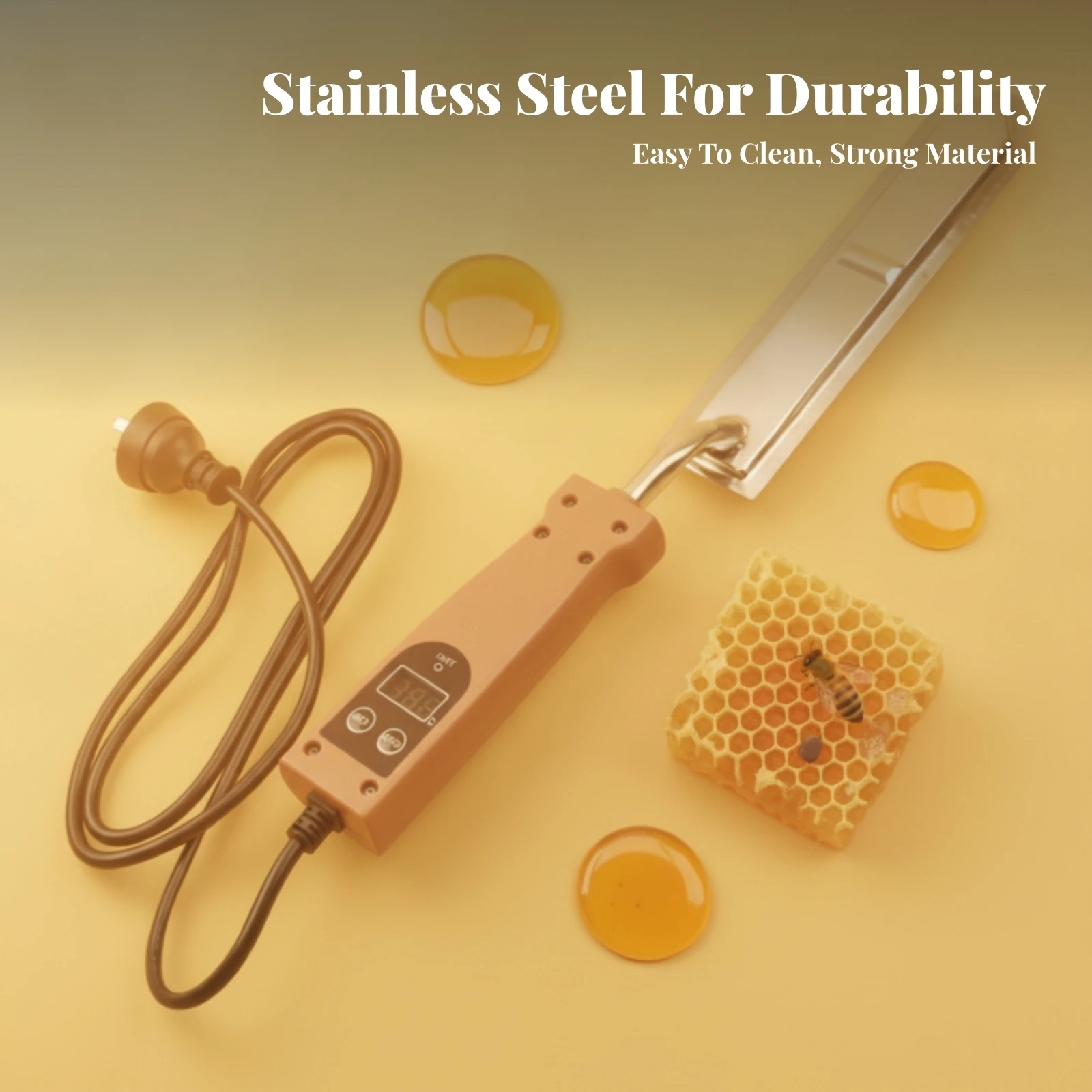 Temperature Control Electric Honey Uncapping Tool Heated Uncapping Tool Honey Cappings Cutter Stainless Steel Blade Beekeeping
Temperature Control Electric Honey Uncapping Tool Heated Uncapping Tool Honey Cappings Cutter Stainless Steel Blade Beekeeping