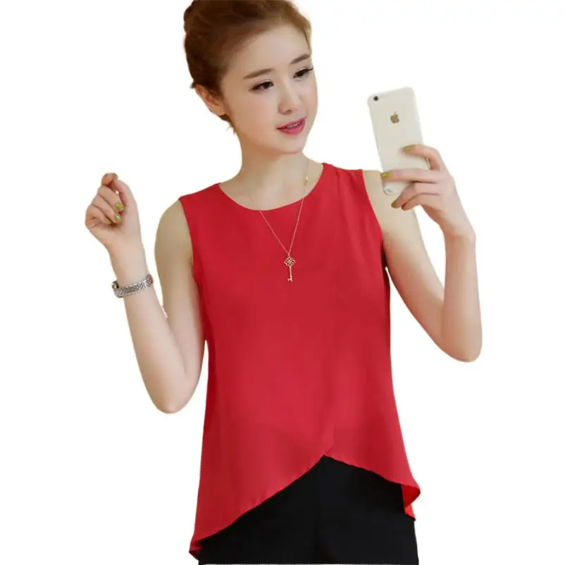 Women Chiffon Tank Tops Korean Style Sleeveless Irregular Tops Summer Female Casual Loose Vest Shirts10 Colors Red White Blue
Women Chiffon Tank Tops Korean Style Sleeveless Irregular Tops Summer Female Casual Loose Vest Shirts10 Colors Red White Blue