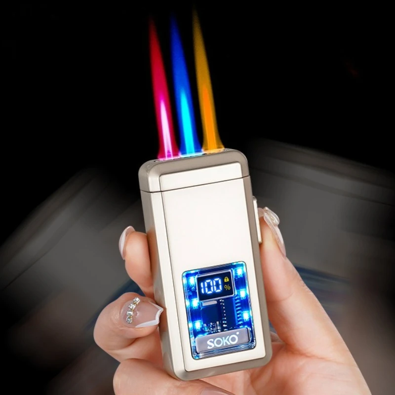 Three Colors Flame Voice-activated Lighter Power /Ignition Count Display Type-C Charging LED Dazzling Lights Visible Gas Window
Three Colors Flame Voice-activated Lighter Power /Ignition Count Display Type-C Charging LED Dazzling Lights Visible Gas Window