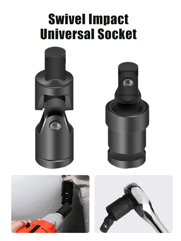 Swivel Impact Universal Socket adapter For 1/2 inch Drive Joints socket 360°/ 90° rotation Socket Adapter Hand Tool
Swivel Impact Universal Socket adapter For 1/2 inch Drive Joints socket 360°/ 90° rotation Socket Adapter Hand Tool