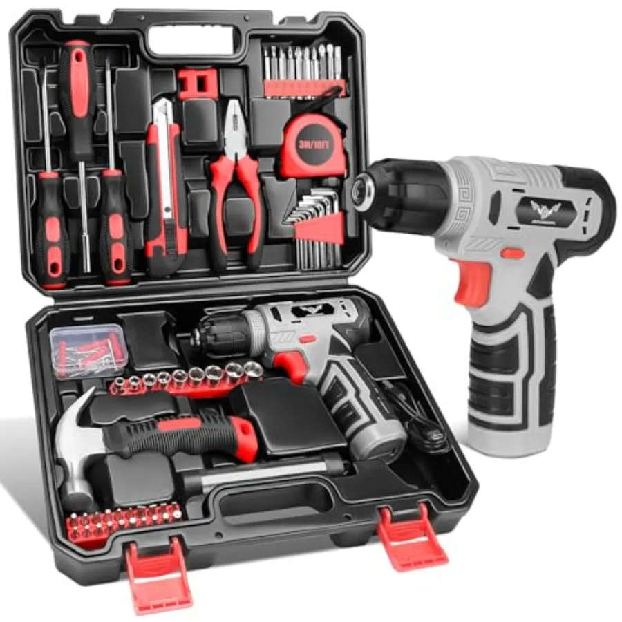 Tool Set Tool Kit with 8V Cordless Drill, Tool Box with Drill, Hand Drill Set for Men and Women, Home Tool Kits for House Repai
Tool Set Tool Kit with 8V Cordless Drill, Tool Box with Drill, Hand Drill Set for Men and Women, Home Tool Kits for House Repai