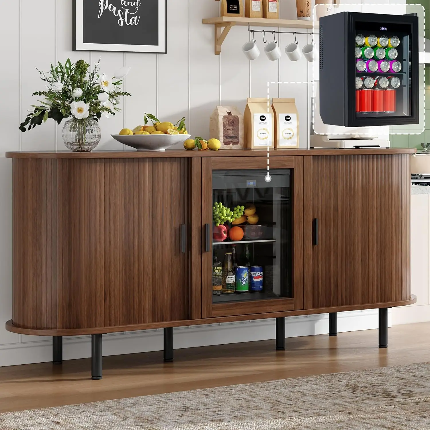 70' Coffee Bar Cabinet with Beverage Fridge (Included), Buffet Sideboard Table for Home, Bar Cabinet
70' Coffee Bar Cabinet with Beverage Fridge (Included), Buffet Sideboard Table for Home, Bar Cabinet