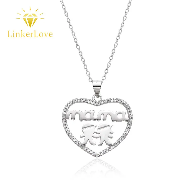 LinkerLove 925 Silver Mama with Twin Kids Heart Pendant Necklace for Women White Gold Plated Dainty Jewelry Gift for Mothers Day
LinkerLove 925 Silver Mama with Twin Kids Heart Pendant Necklace for Women White Gold Plated Dainty Jewelry Gift for Mothers Day