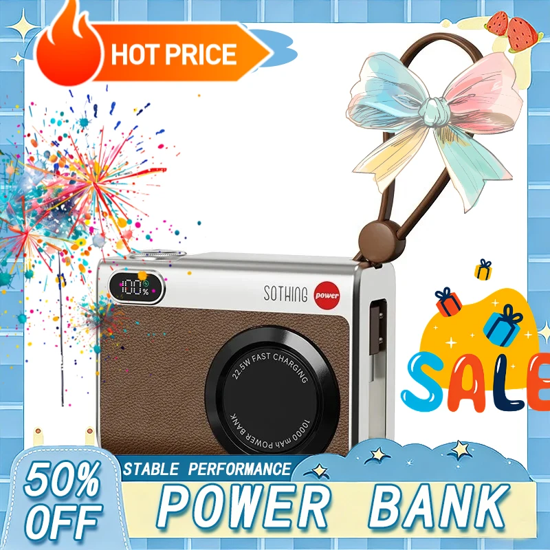 New Retro Camera Design Portable Charger 10000mAh Large Power Bank PD22.5W Fast Charger Built-in Cable Digit Display for IPhone
New Retro Camera Design Portable Charger 10000mAh Large Power Bank PD22.5W Fast Charger Built-in Cable Digit Display for IPhone