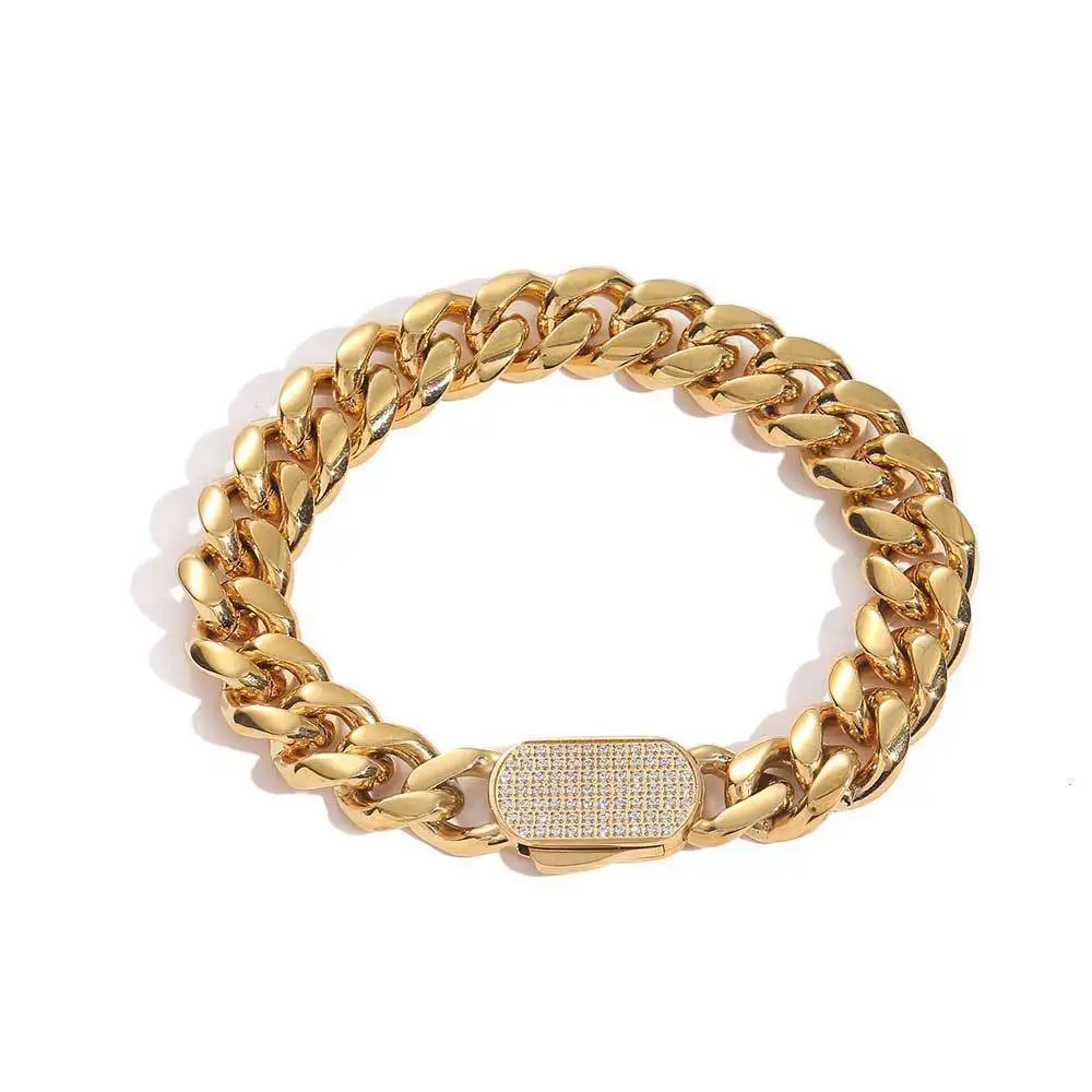 Ables Chic 6/8/10/12mm CZ Pave Clasp Dense Hip Pop Chain Gold Over Stainless Steel Bracelet
Ables Chic 6/8/10/12mm CZ Pave Clasp Dense Hip Pop Chain Gold Over Stainless Steel Bracelet